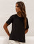 Black Short Roll Sleeve T-Shirt Blouse