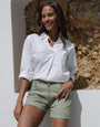 Khaki Green Wash Classic Denim Shorts