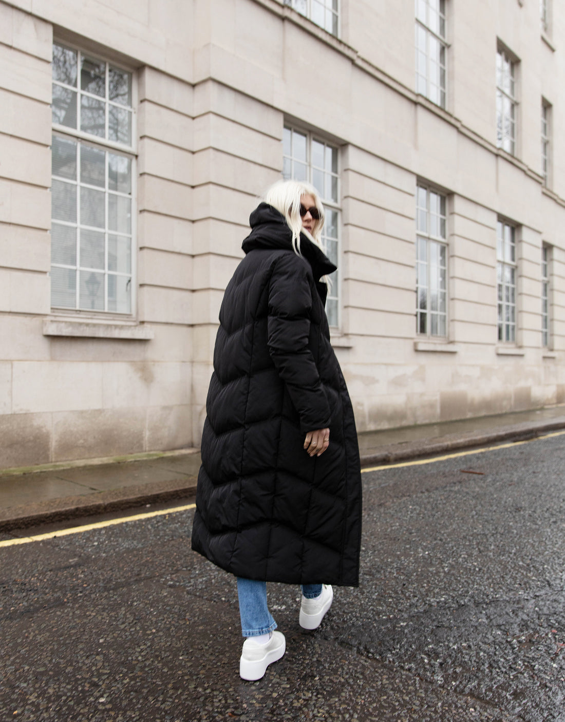 Black Travel padded-nylon hooded wrap coat, ALAÏA