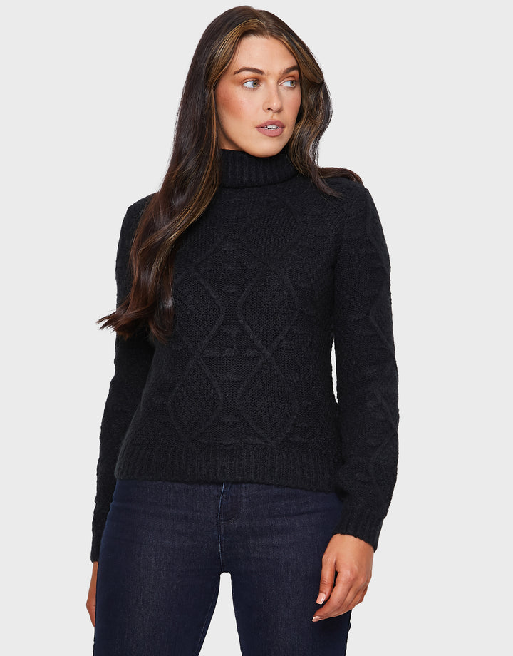 Black Roll Neck Jumper