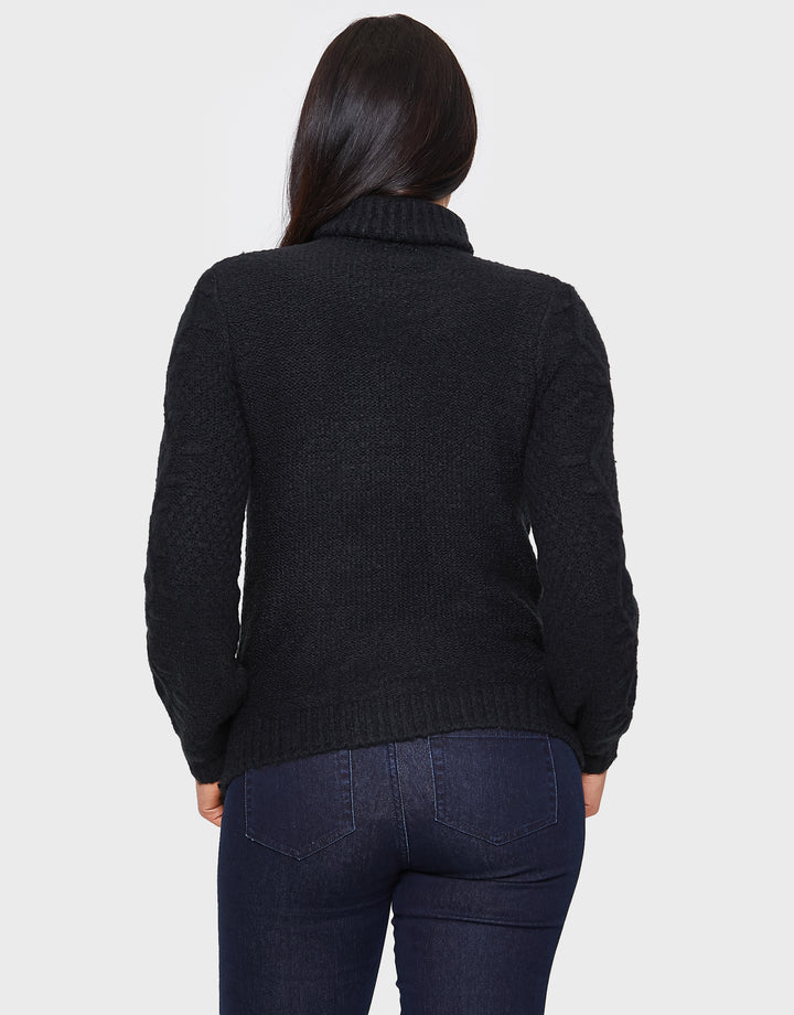 Black Roll Neck Jumper