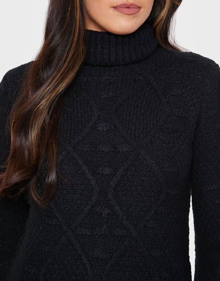 Black Roll Neck Jumper