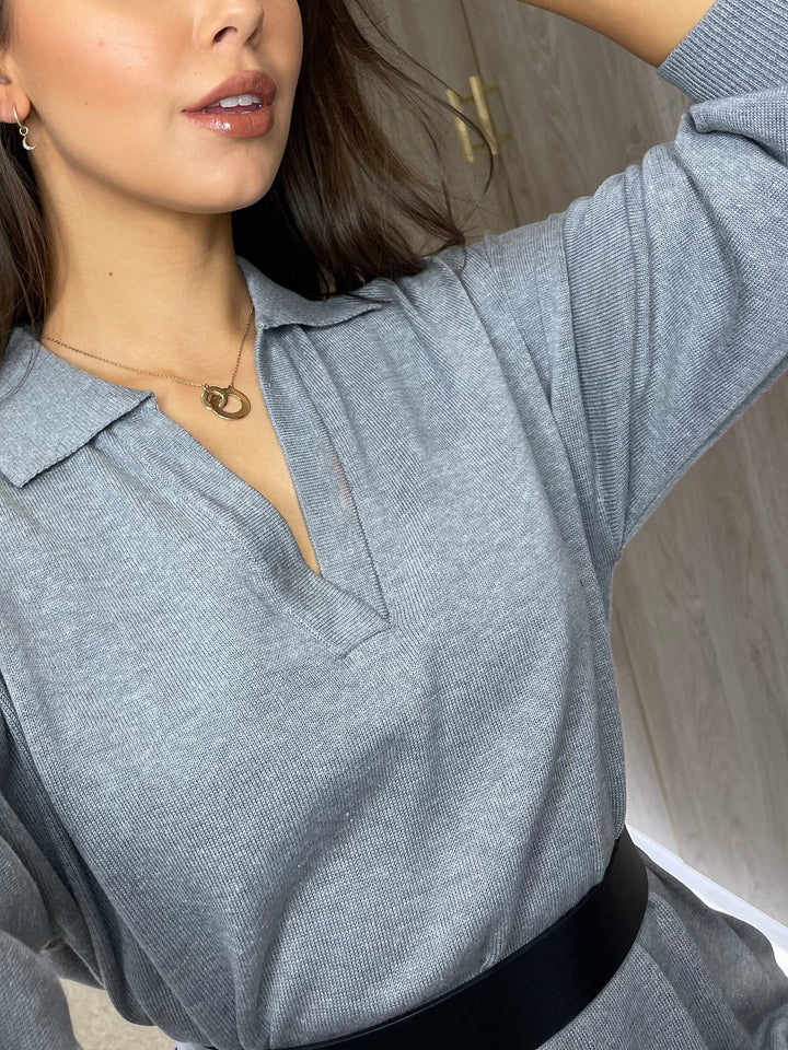 Grey Rugby Style Top
