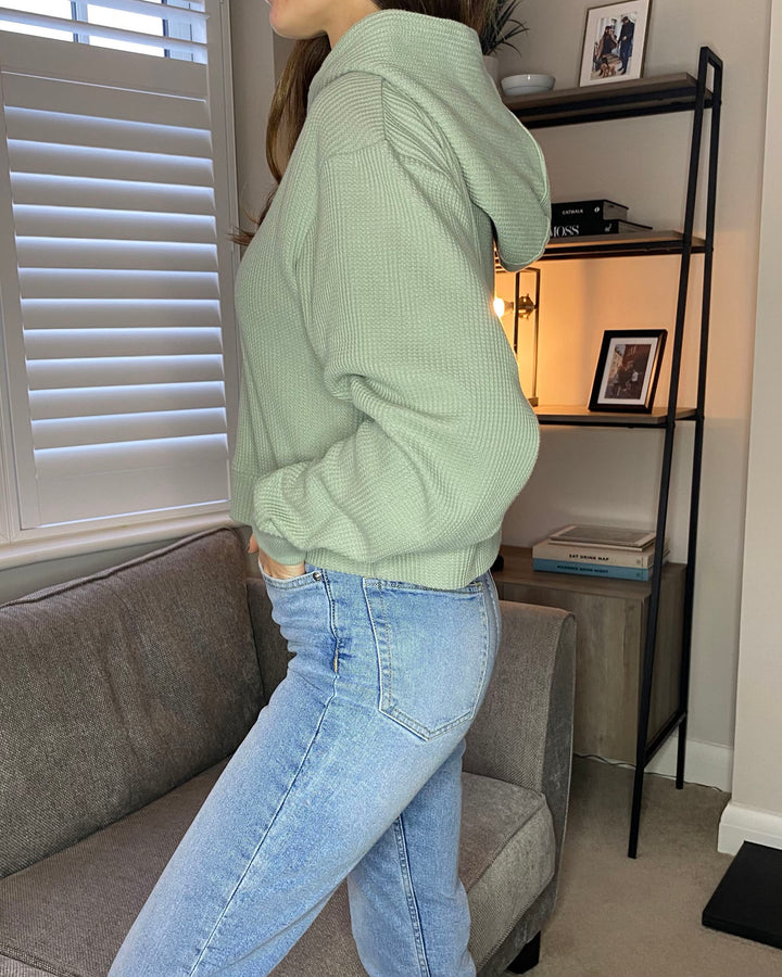 Sage Green Cropped Hoodie Co-ord