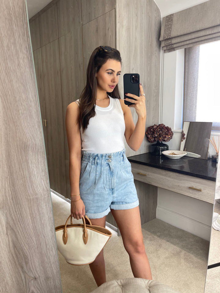 White Ribbed Tank Top