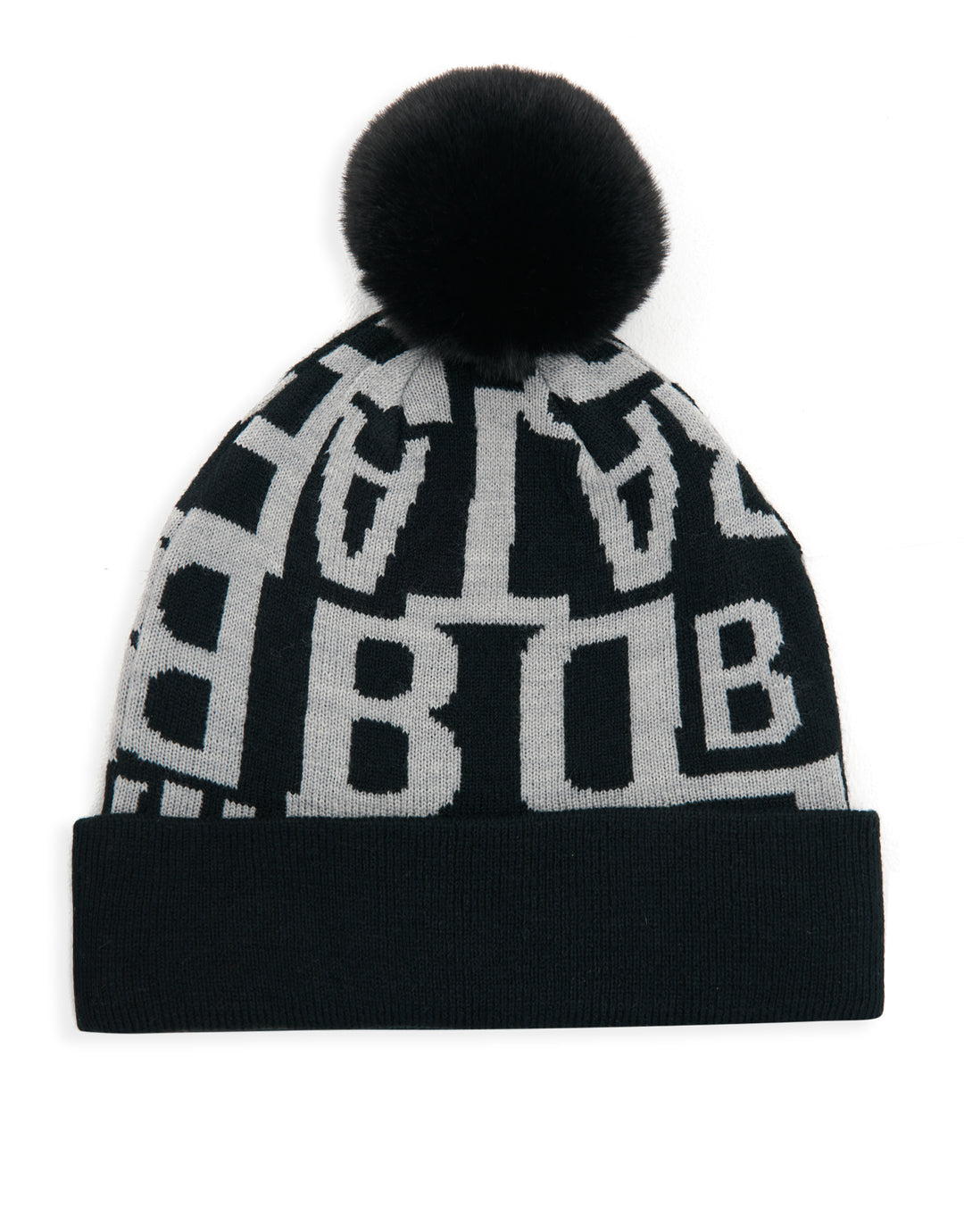 Black Letter Bobble Hat & Scarf (2-Piece Set)