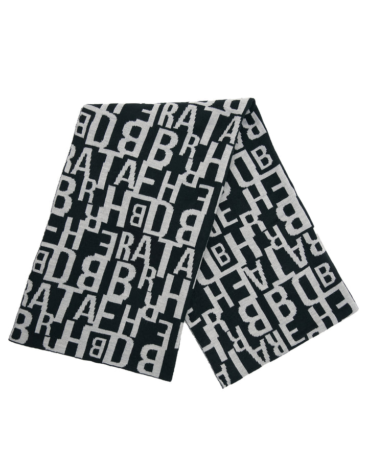 Black Letter Bobble Hat & Scarf (2-Piece Set)