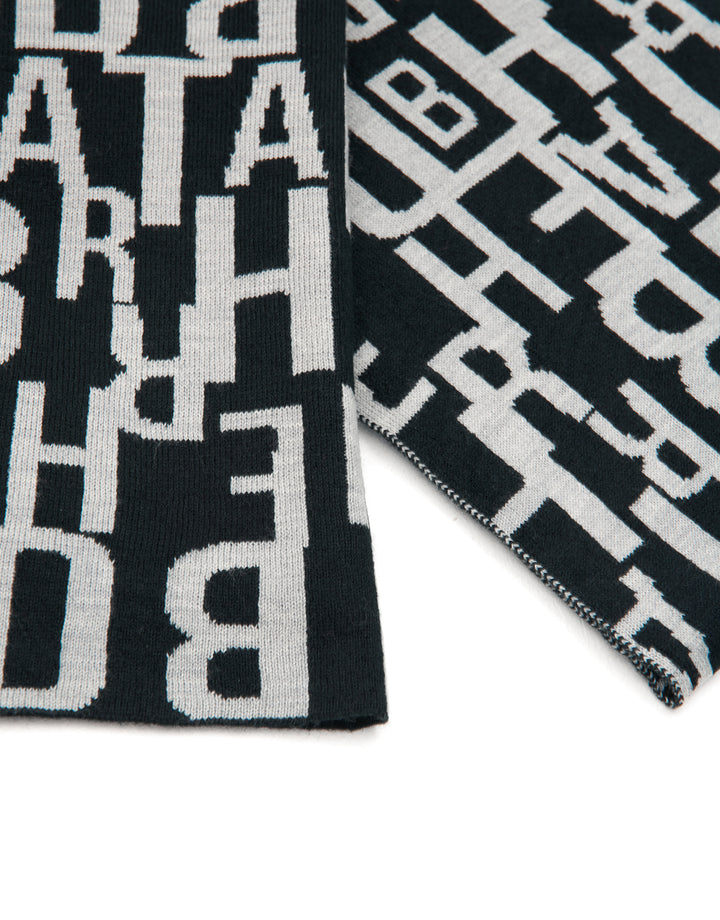 Black Letter Bobble Hat & Scarf (2-Piece Set)