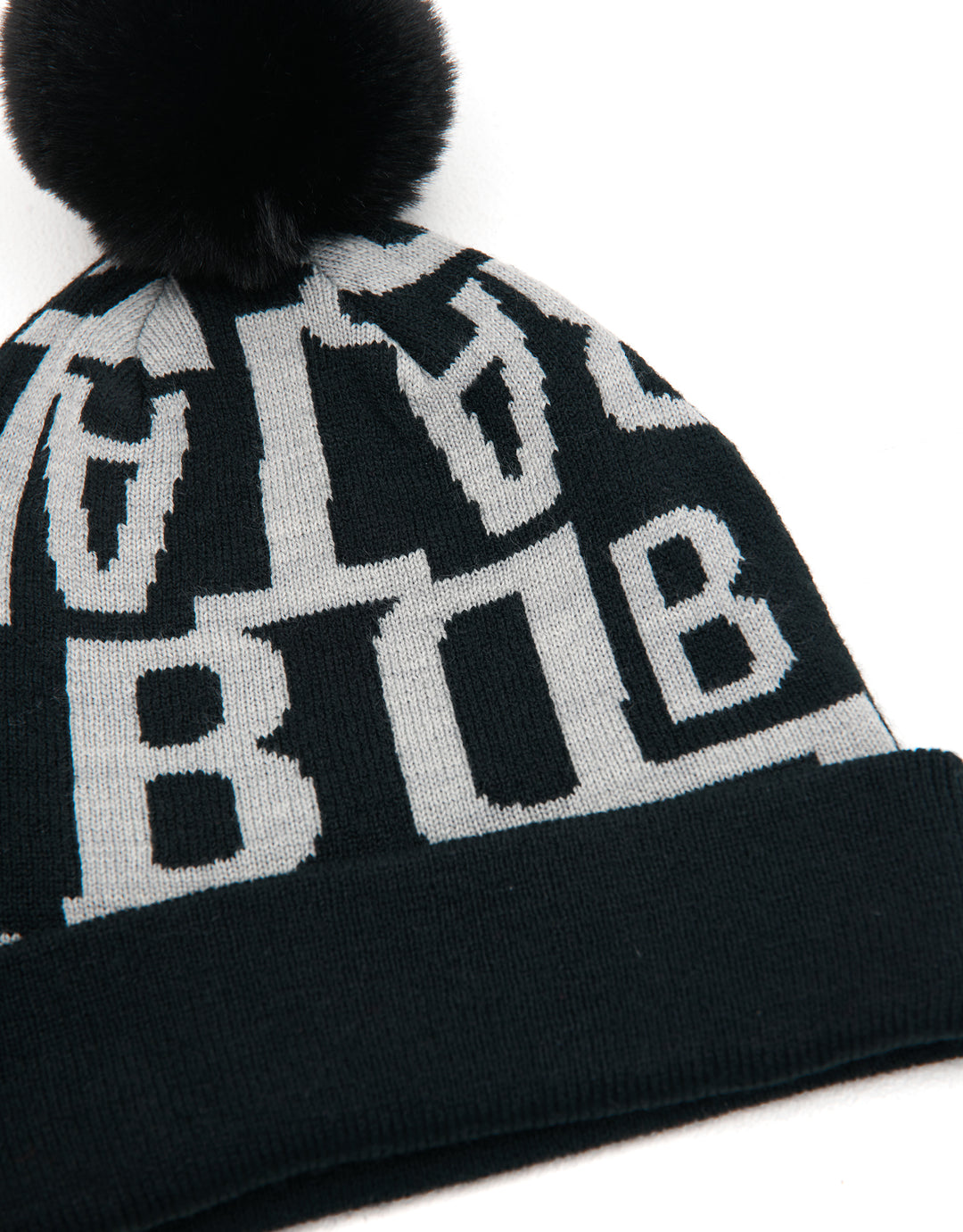 Black Letter Bobble Hat & Scarf (2-Piece Set)