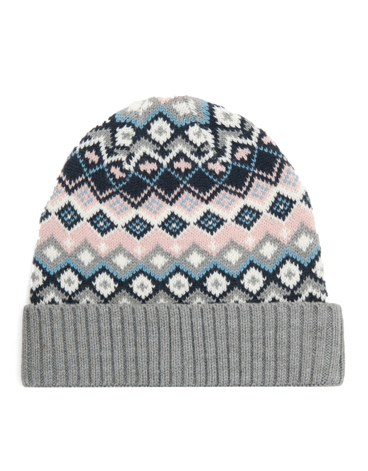 Grey Patterned Hat & Scarf (2-Piece Set)