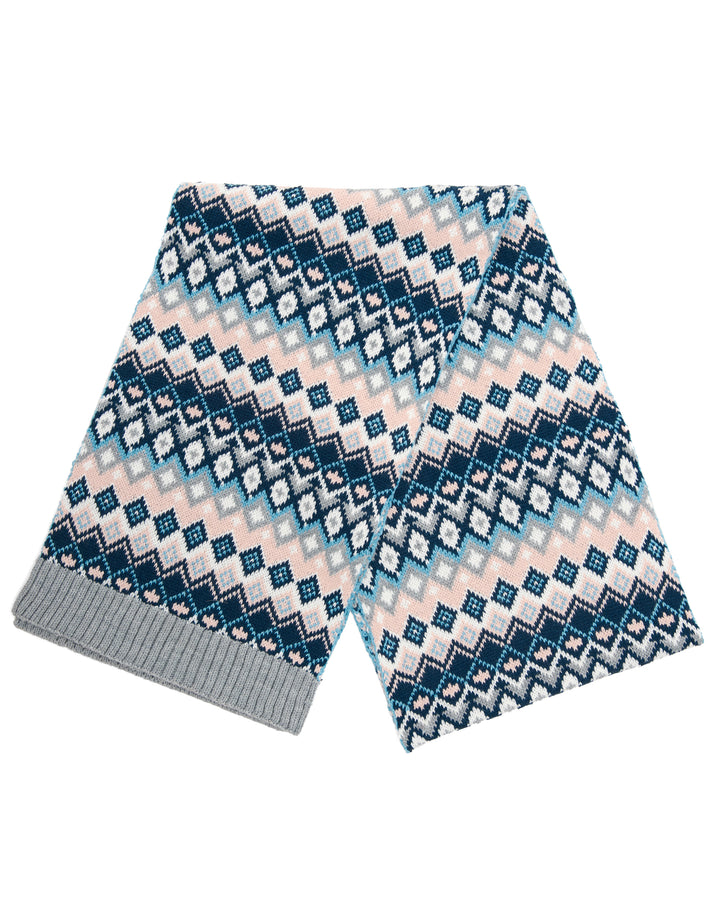 Grey Patterned Hat & Scarf (2-Piece Set)