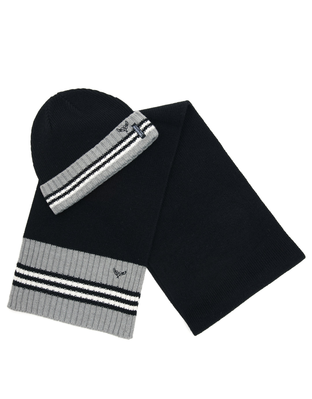 Black Knitted Hat & Scarf (2-Piece Set)