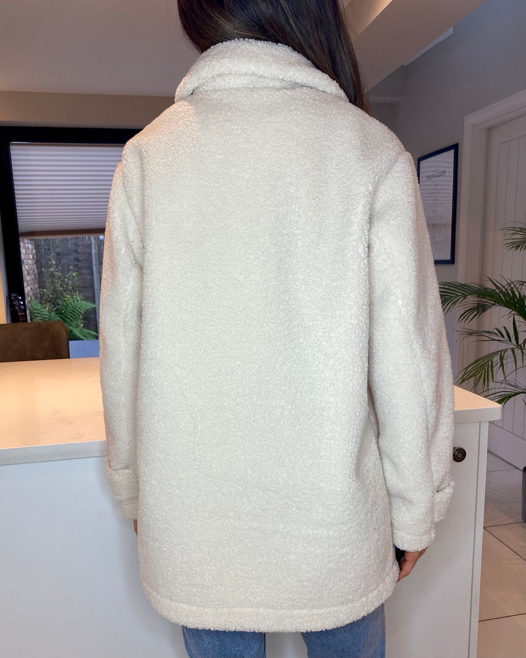 Cream Faux Borg Shacket