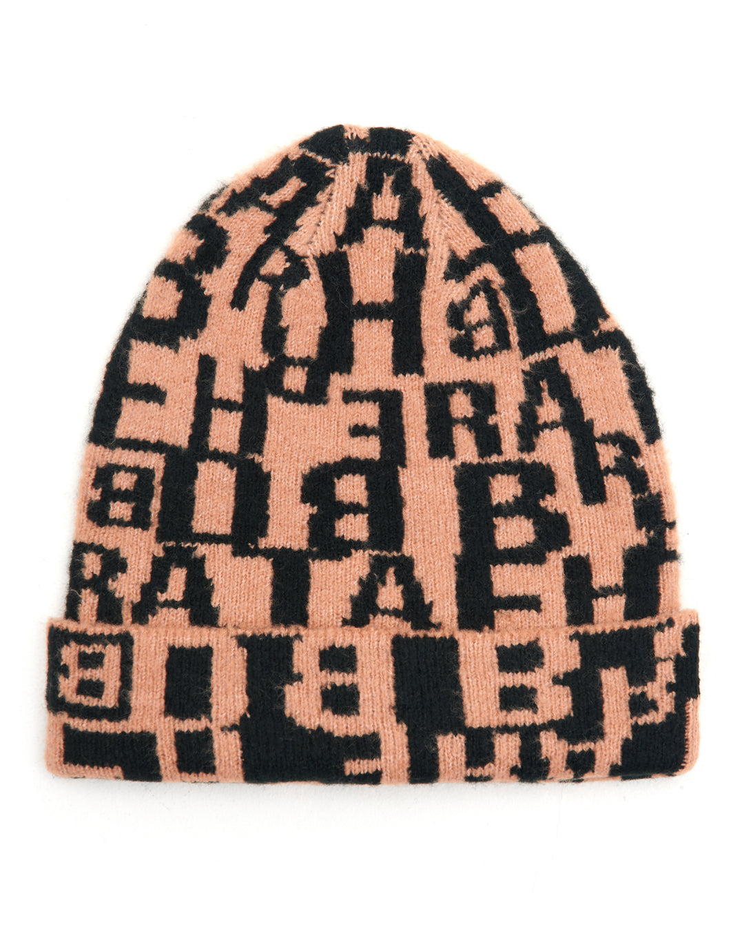 Tan Brown Letter Print Hat & Scarf (2-Piece Set)