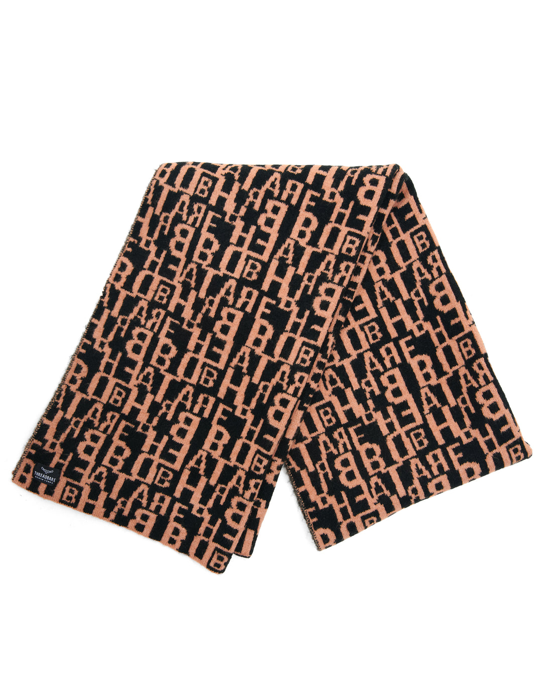 Tan Brown Letter Print Hat & Scarf (2-Piece Set)