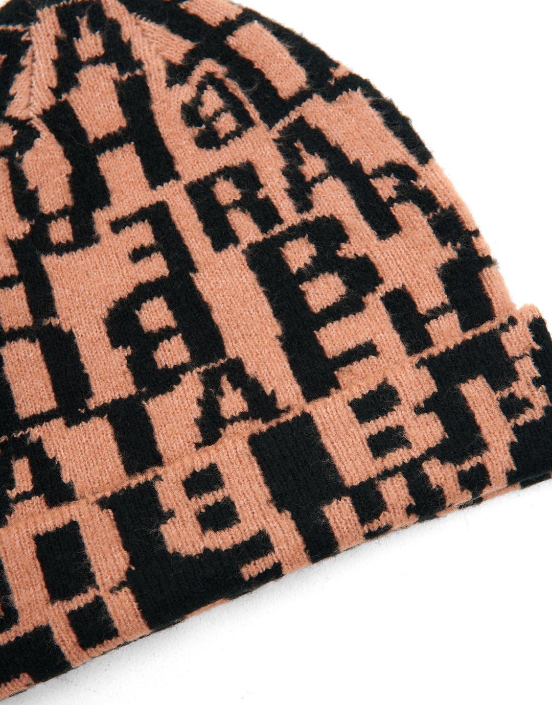 Tan Brown Letter Print Hat & Scarf (2-Piece Set)