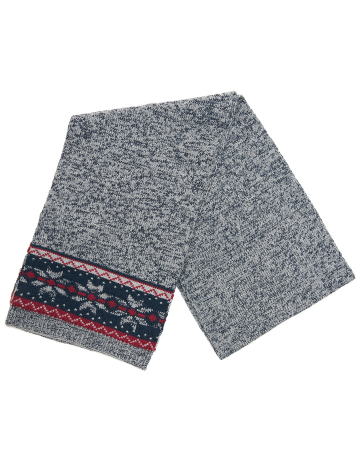 Grey Fairisle Bobble Hat and Scarf Set
