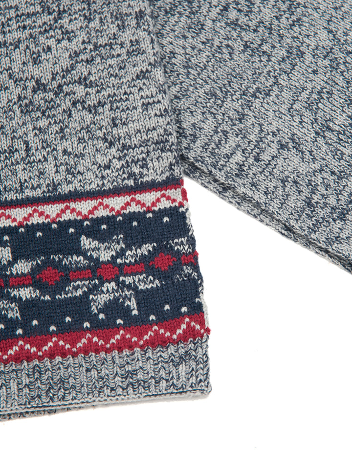 Grey Fairisle Bobble Hat and Scarf Set