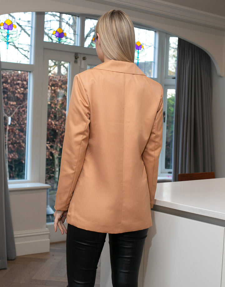 Brown PU Leather Blazer