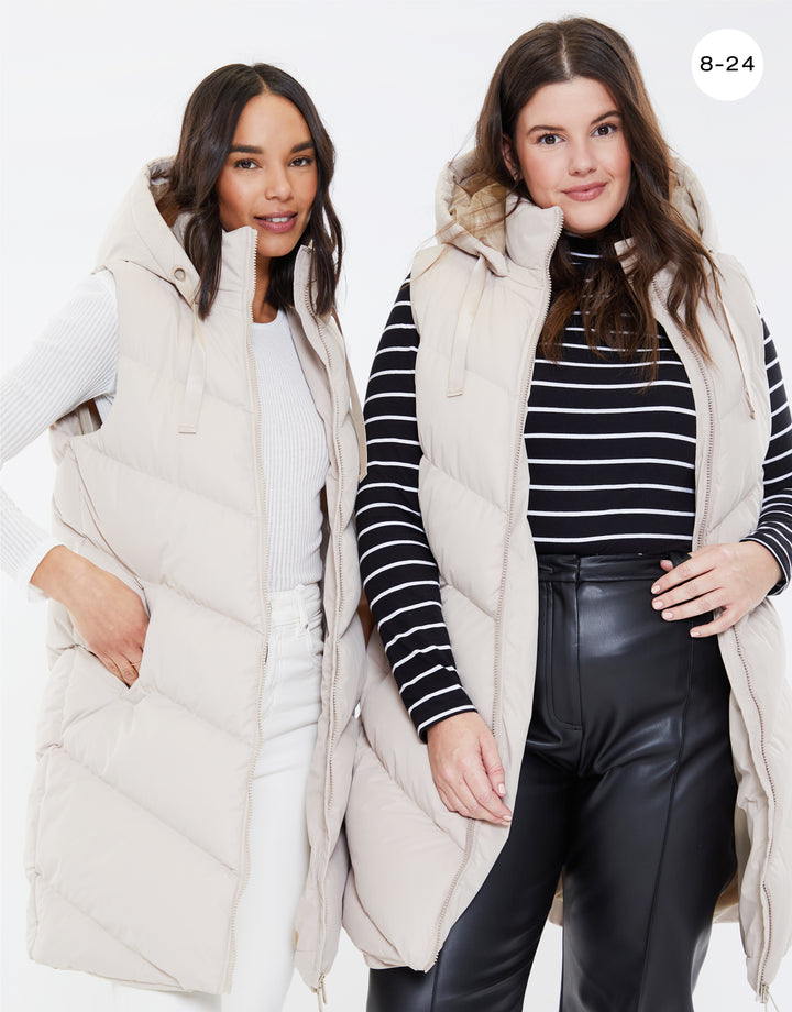 Stone Longline Padded Gilet