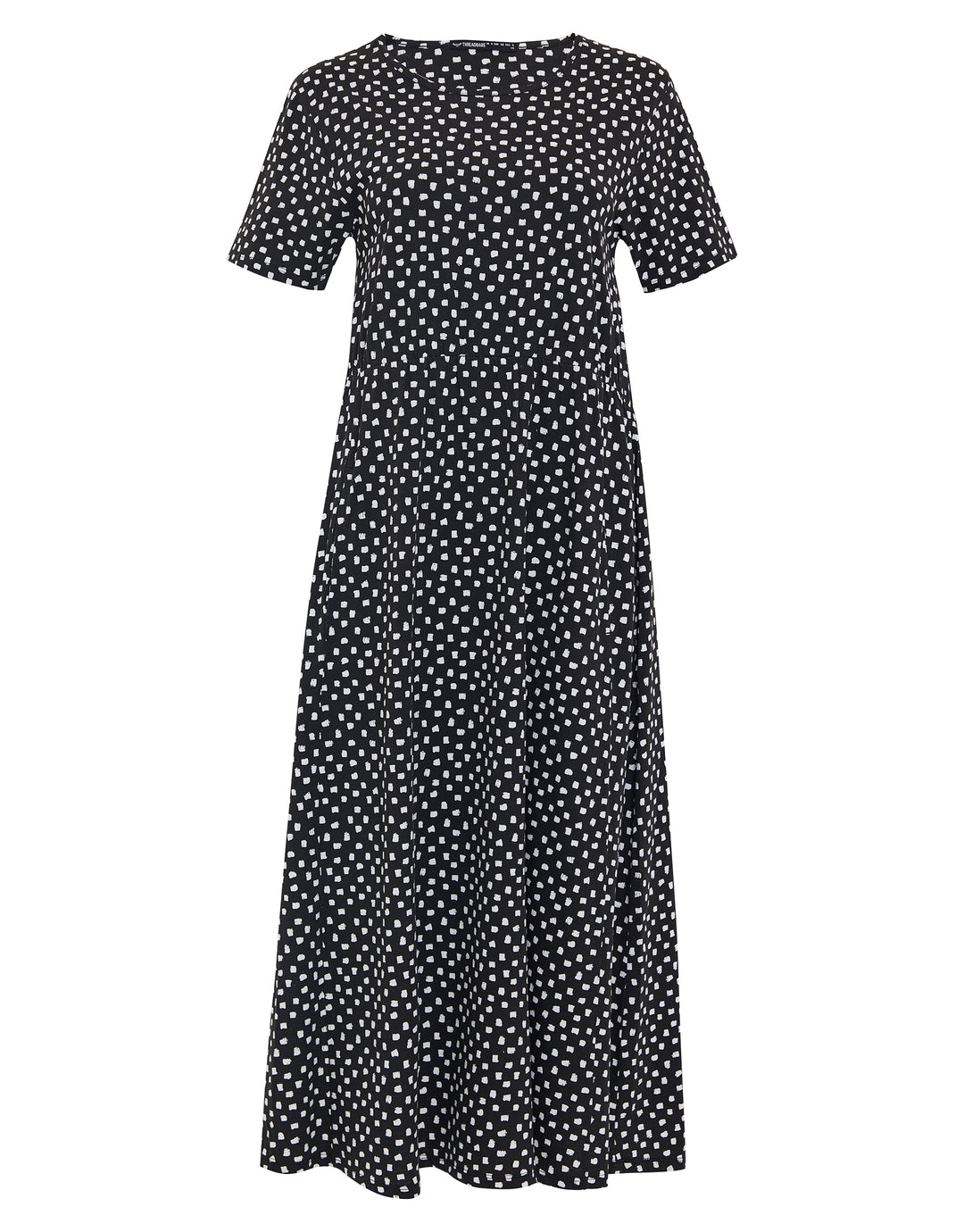 Black Spot Jersey Midi Smock Dress with Pockets