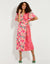 Pink Floral Satin Wrap Dress