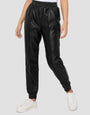 Black PU Leather PU Joggers