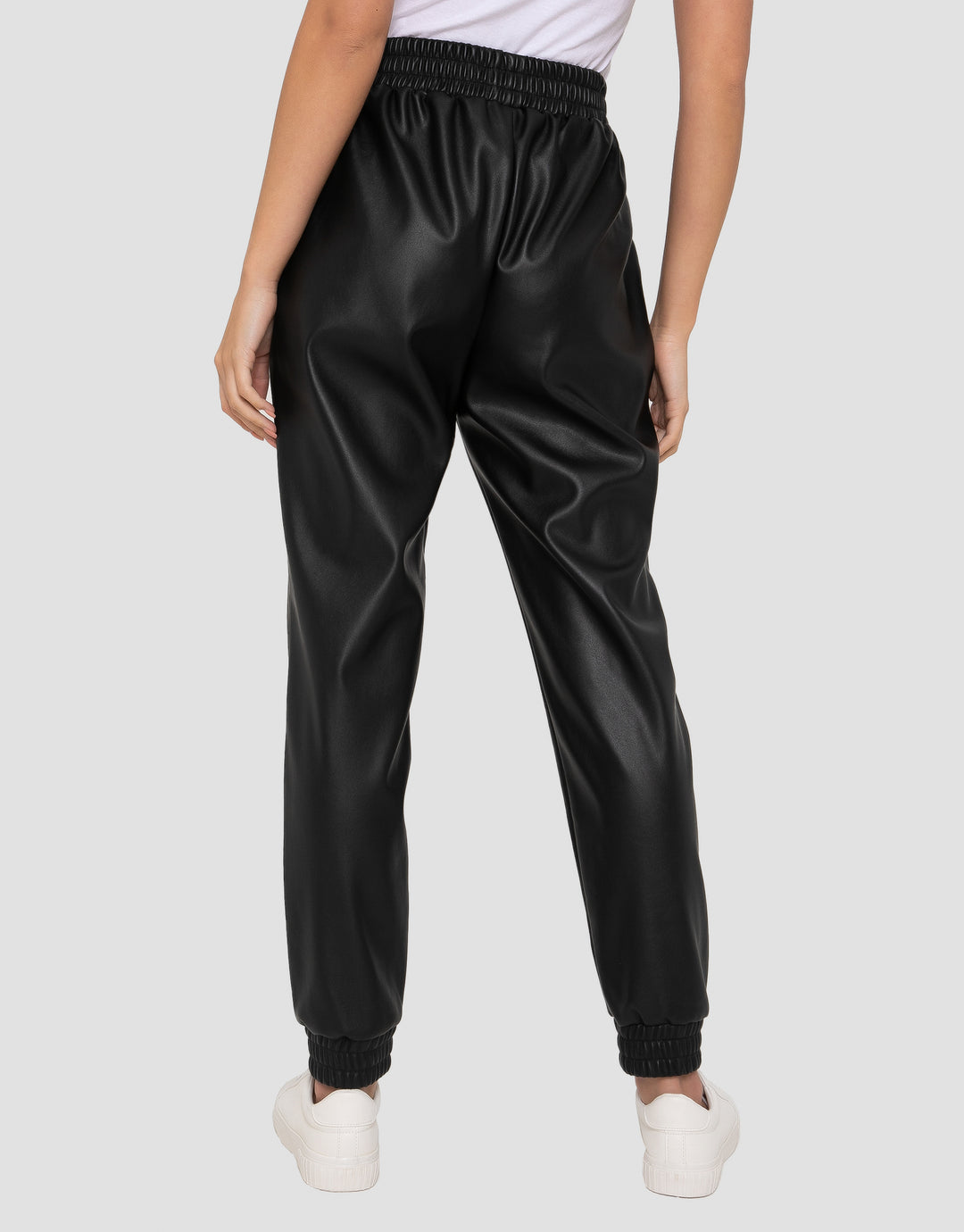 Black PU Leather PU Joggers