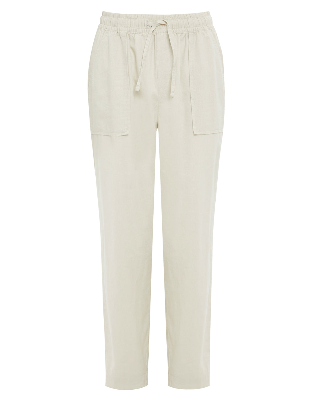 Stone Linen Blend Drawstring Trousers