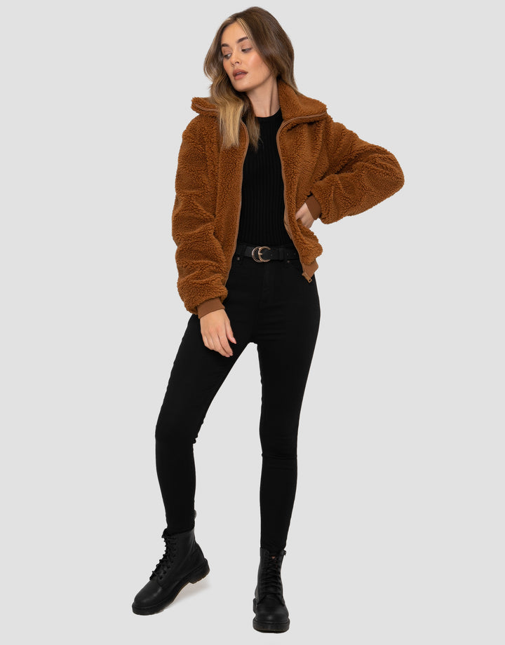 Tan Brown Faux Borg Jacket