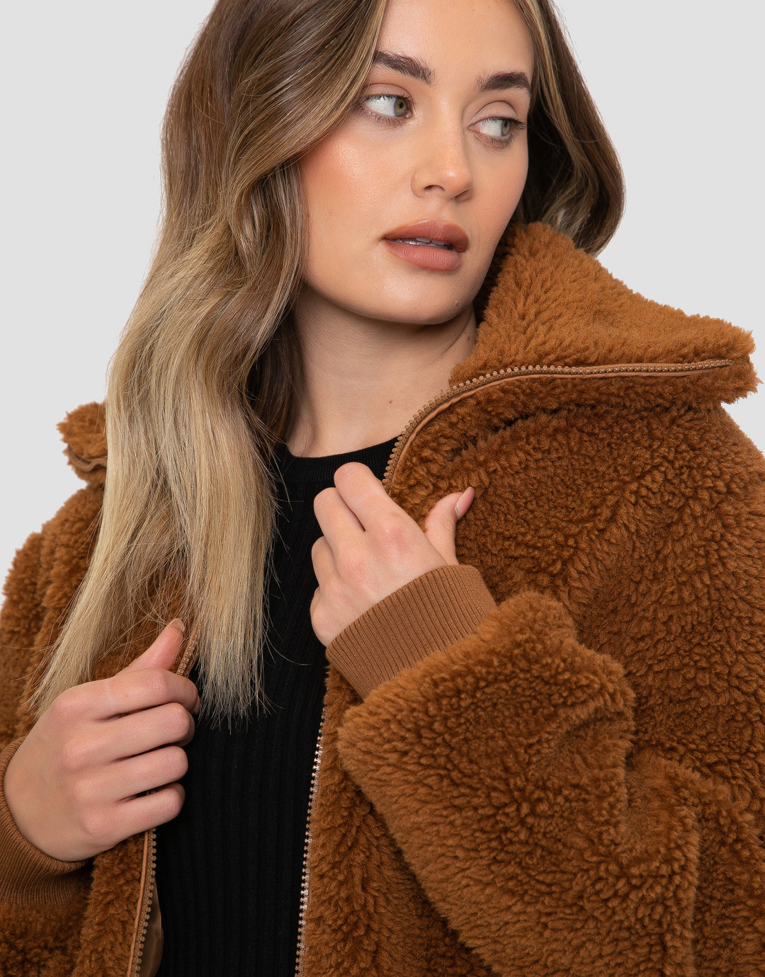 Tan Brown Faux Borg Jacket