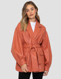 Oversized PU Shacket in Orange