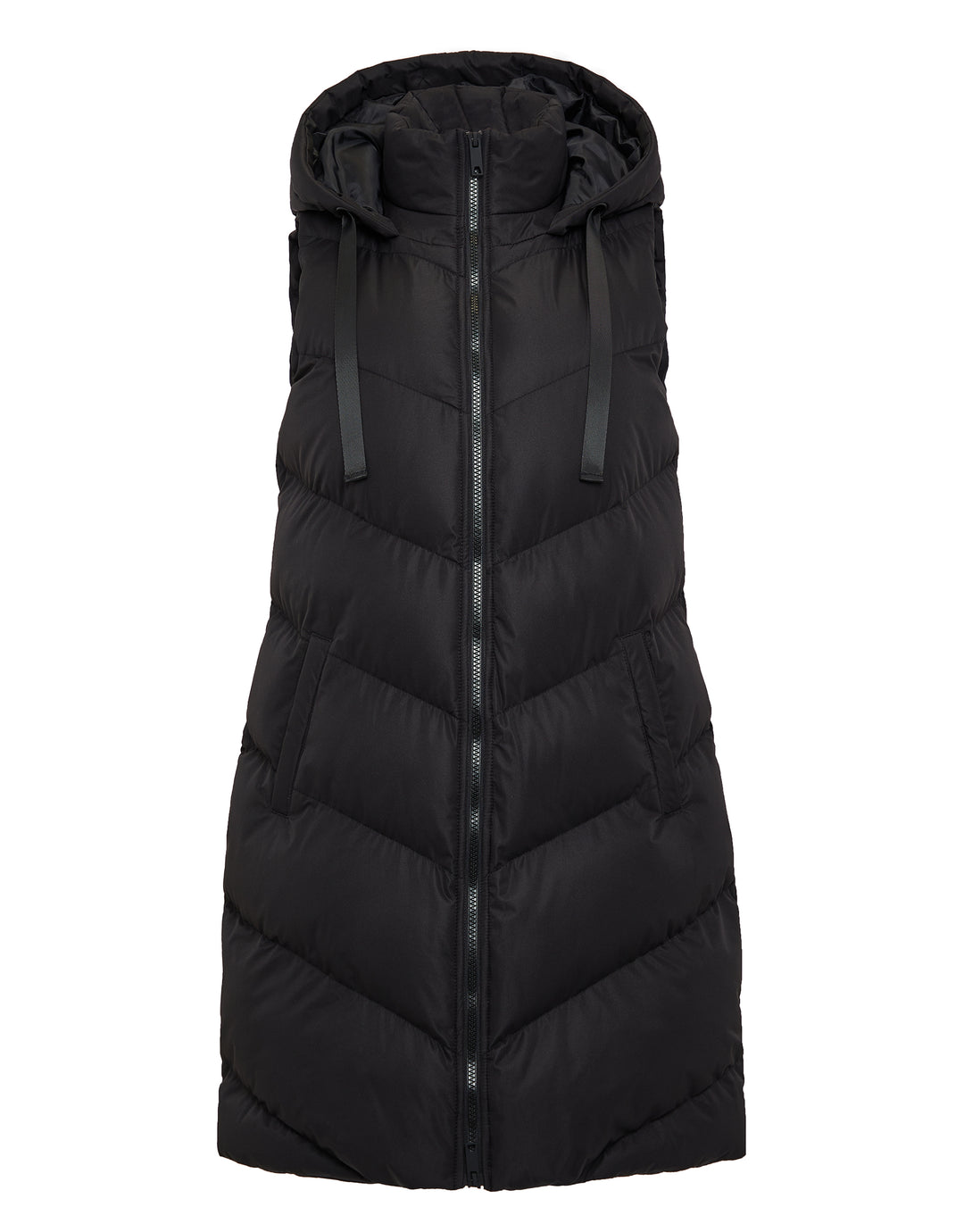 Black Longline Padded Gilet