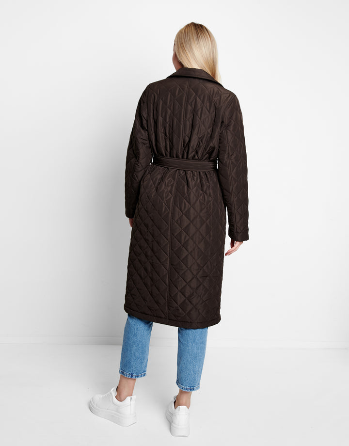 Brown Quilted Trench Coat