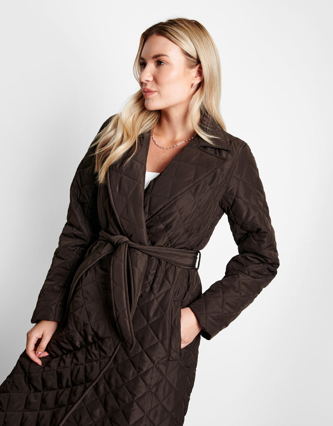 Brown Quilted Trench Coat