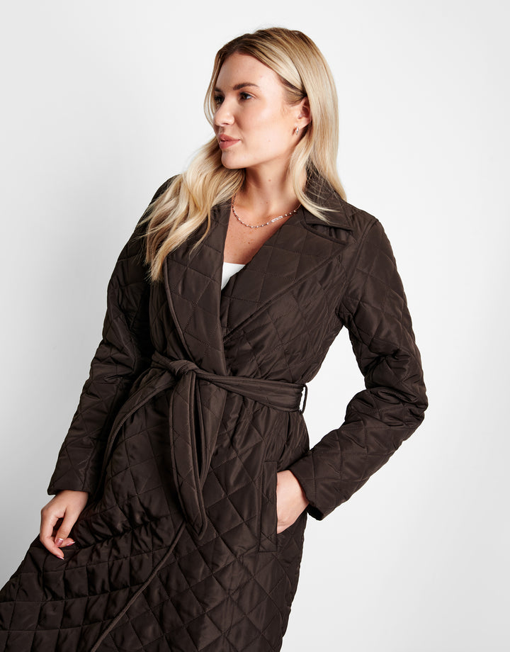 Brown Quilted Trench Coat