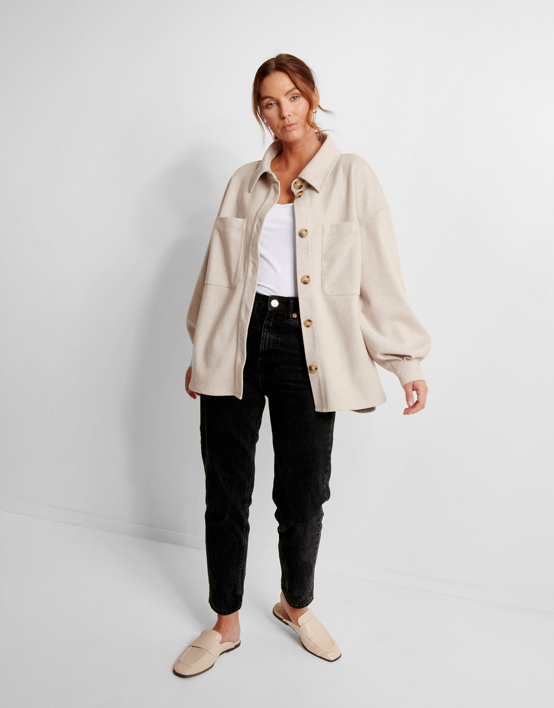 Beige Oversized Shacket