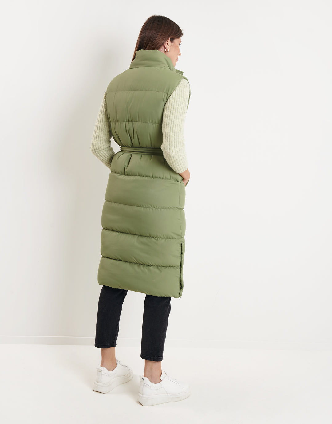 Khaki Green Maxi Padded Gilet