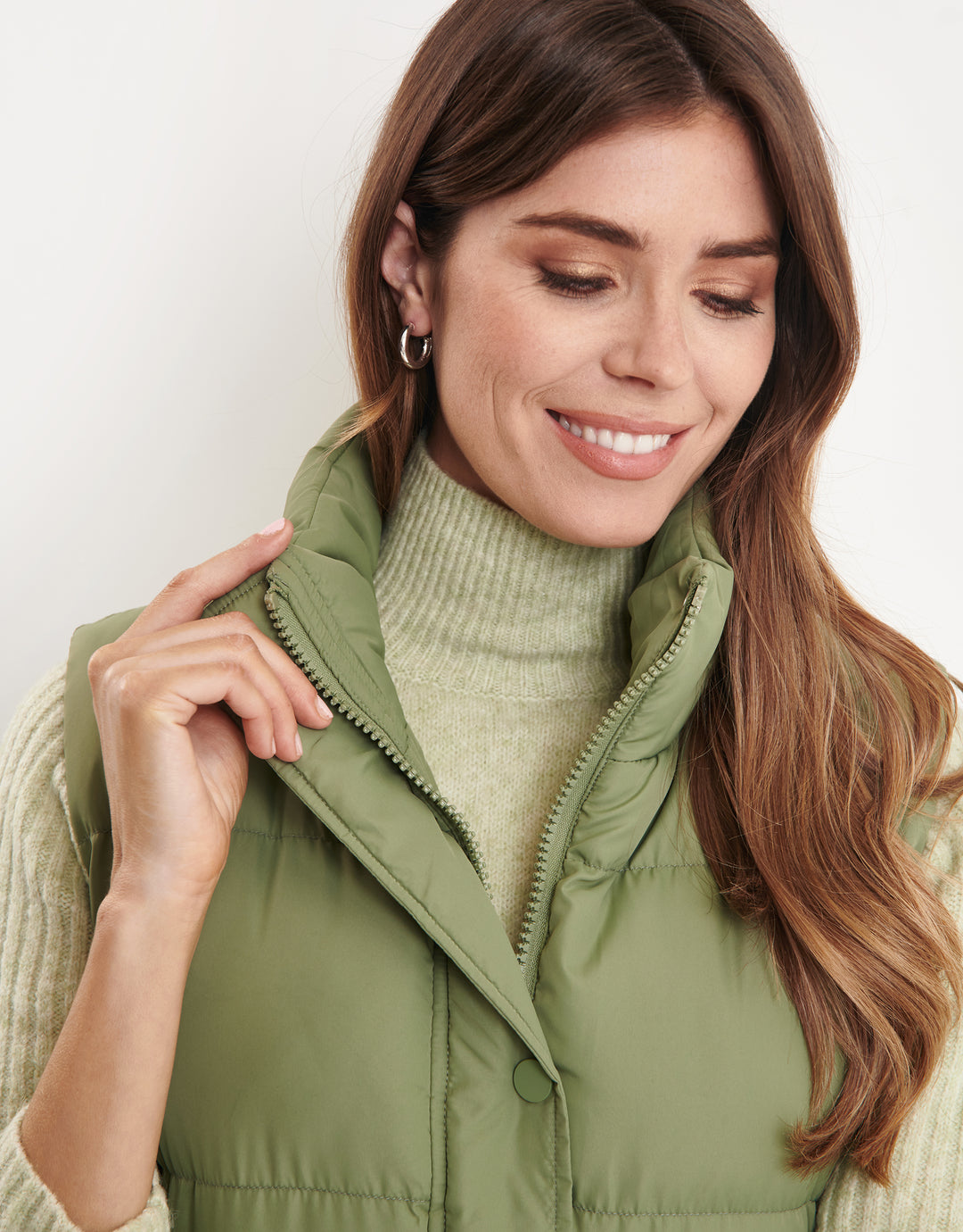 Khaki Green Maxi Padded Gilet