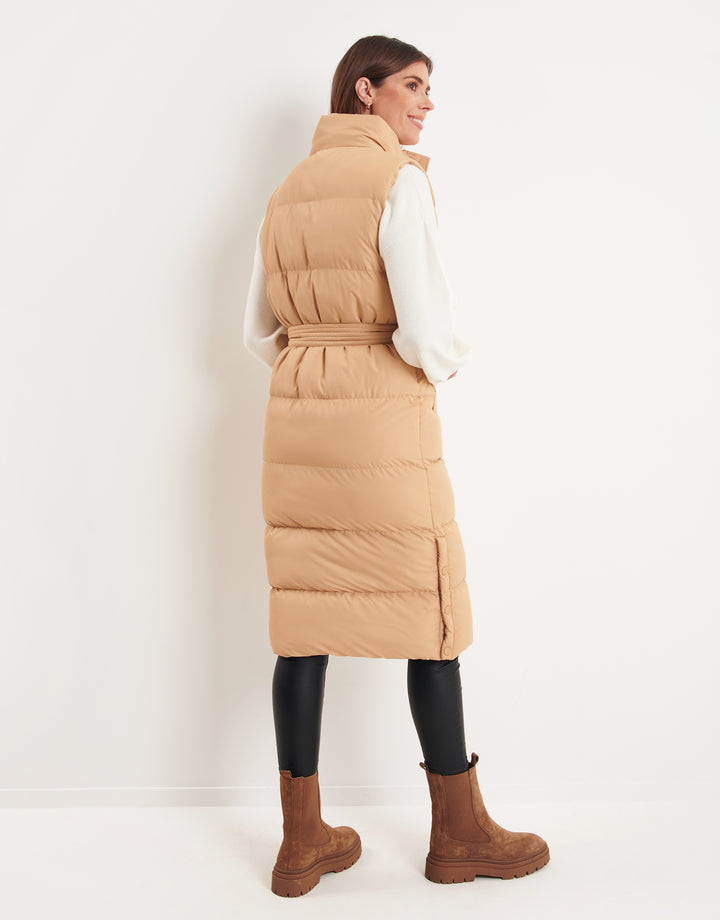 Tan Brown Maxi Padded Gilet