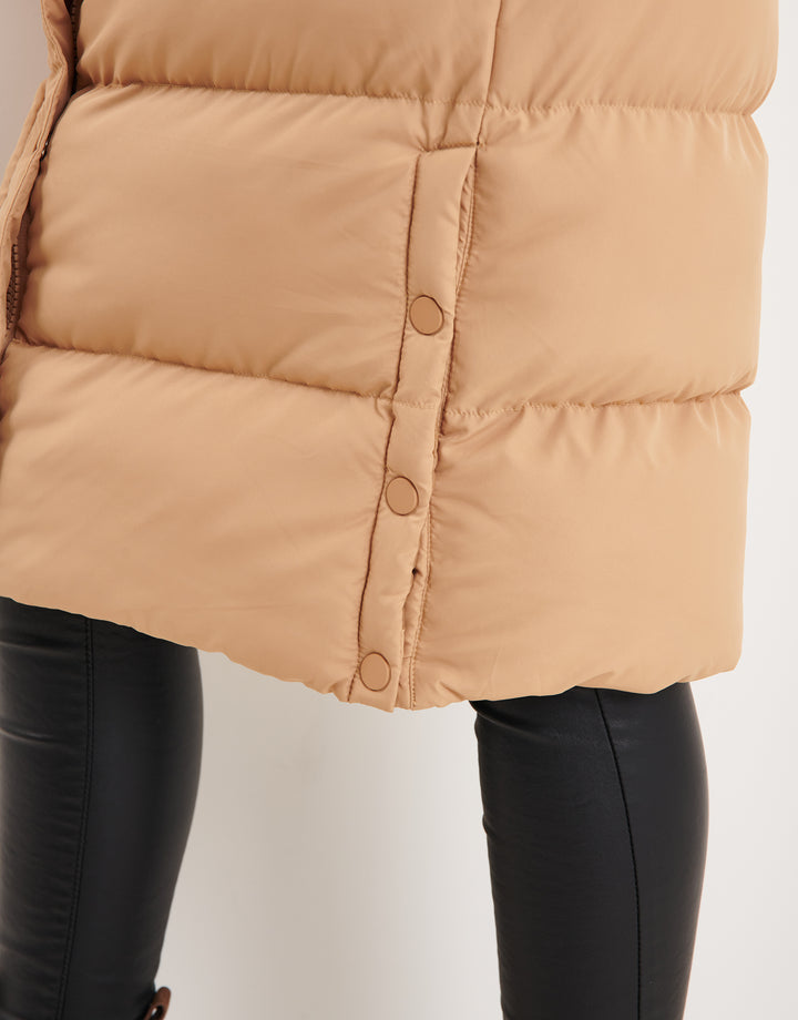 Tan Brown Maxi Padded Gilet