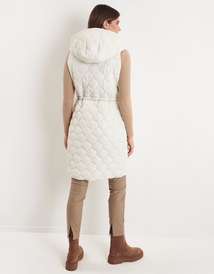 Cream Longline Quilted Gilet