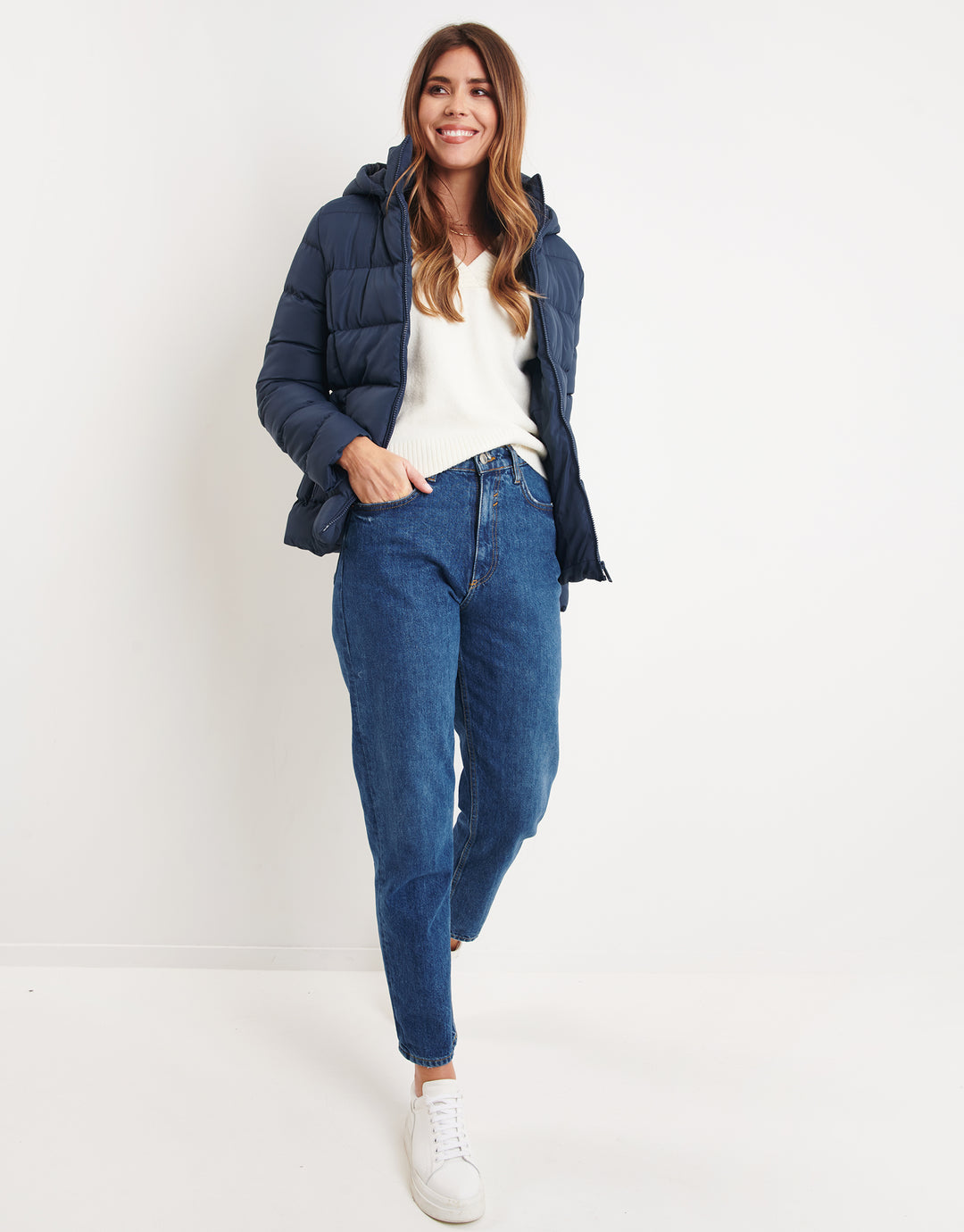 Navy Hooded Puffer Jacket