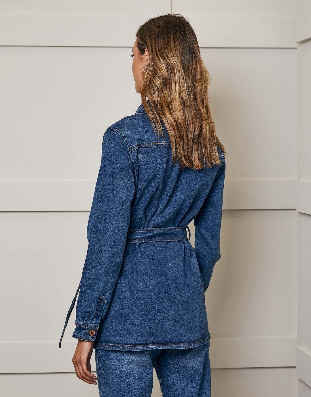 Mid Blue Longline Denim Shacket