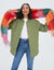 Khaki Green Quilted Bomber Style Jacket