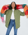 Khaki Green Quilted Bomber Style Jacket