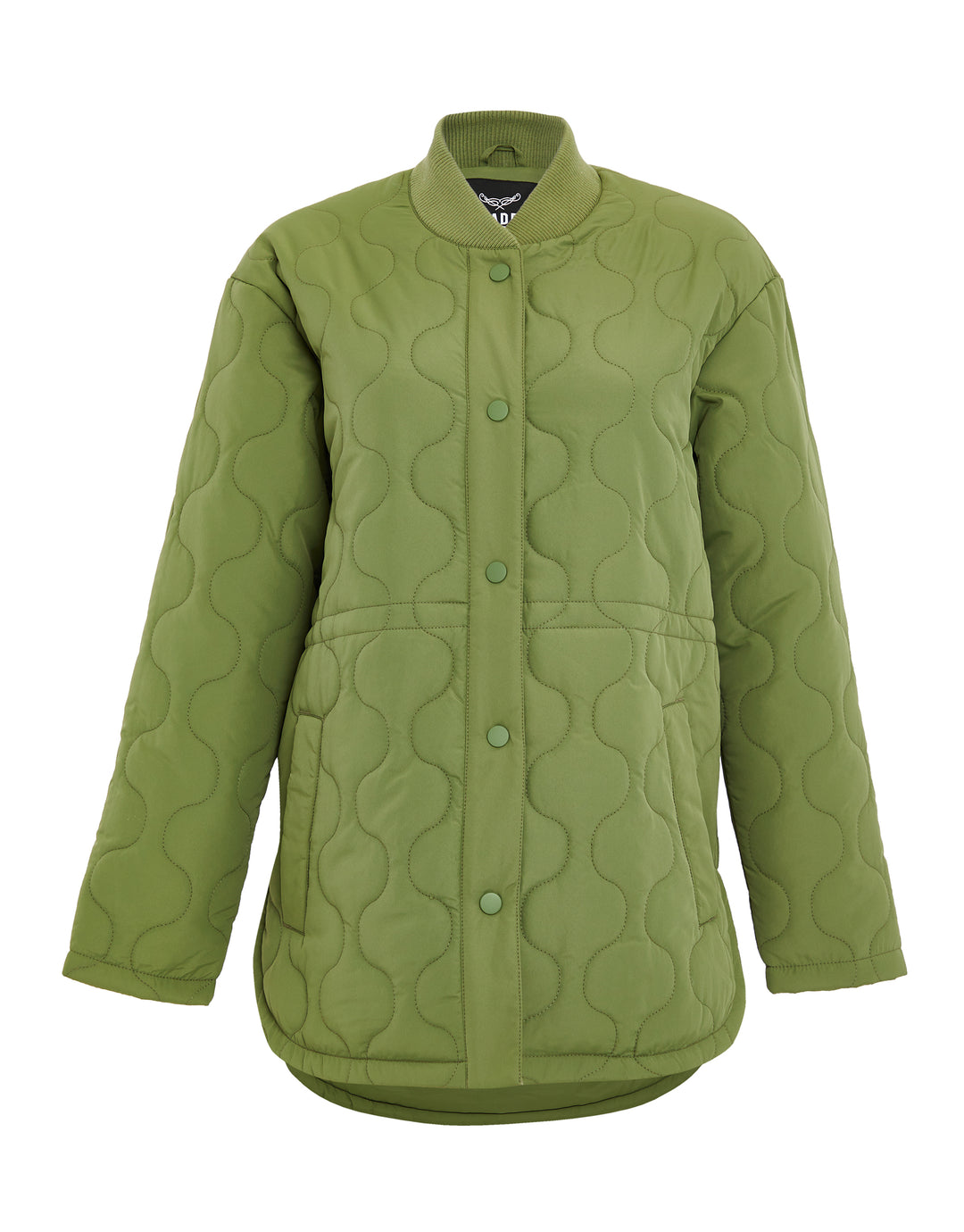 Khaki Green Quilted Bomber Style Jacket