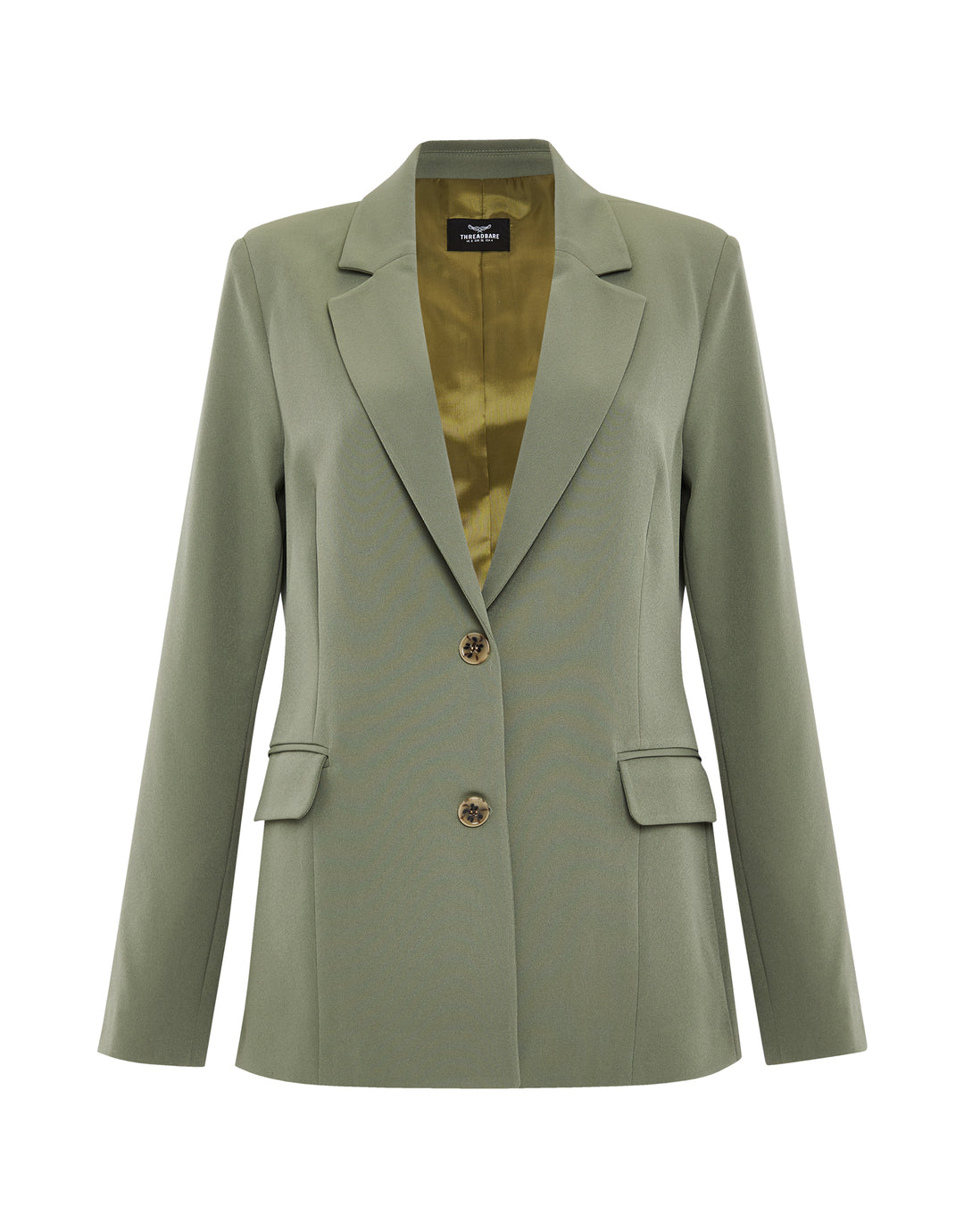 Khaki Green Single Breasted Relaxed Fit Blazer