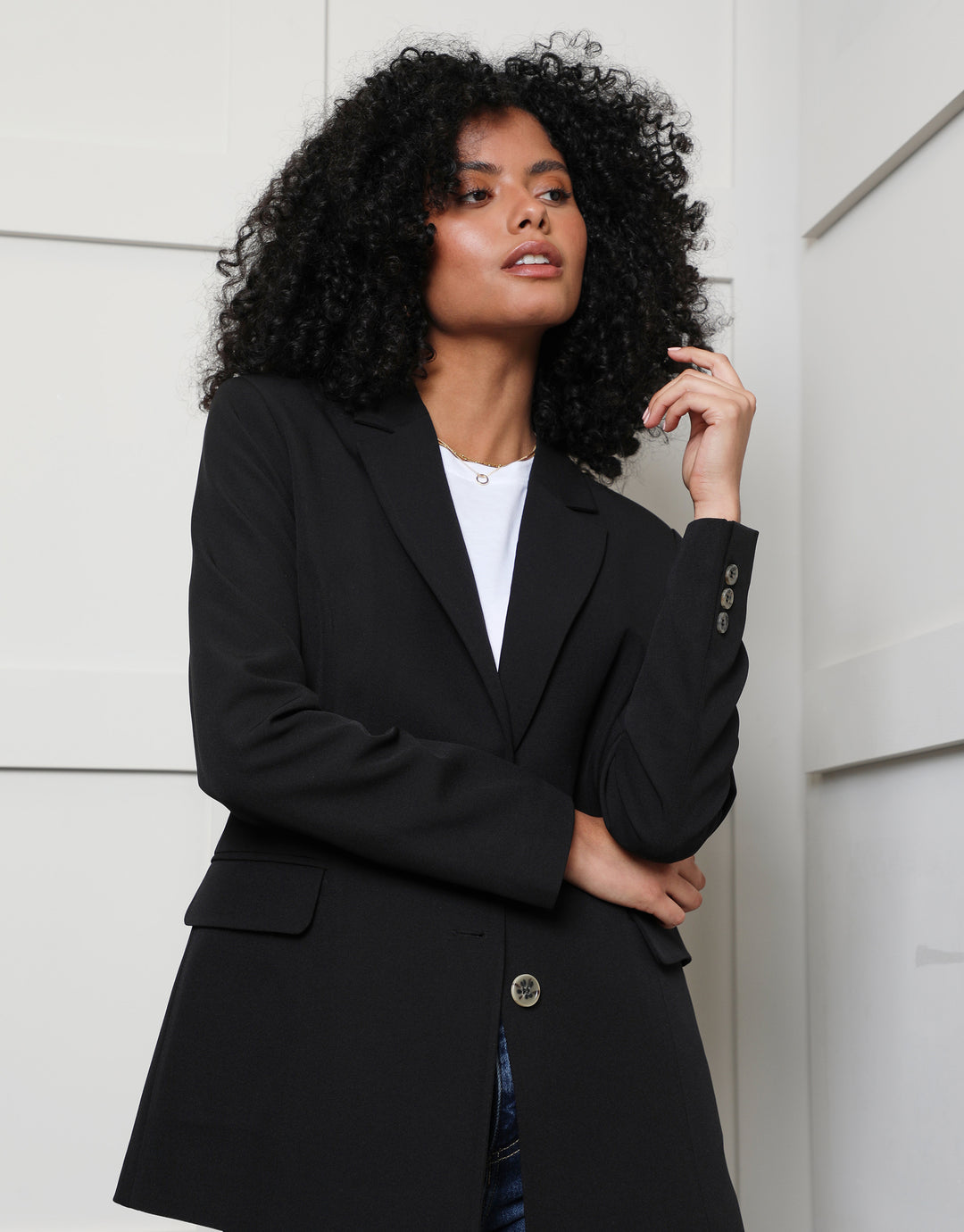 Black Single Breasted Relaxed Fit Blazer