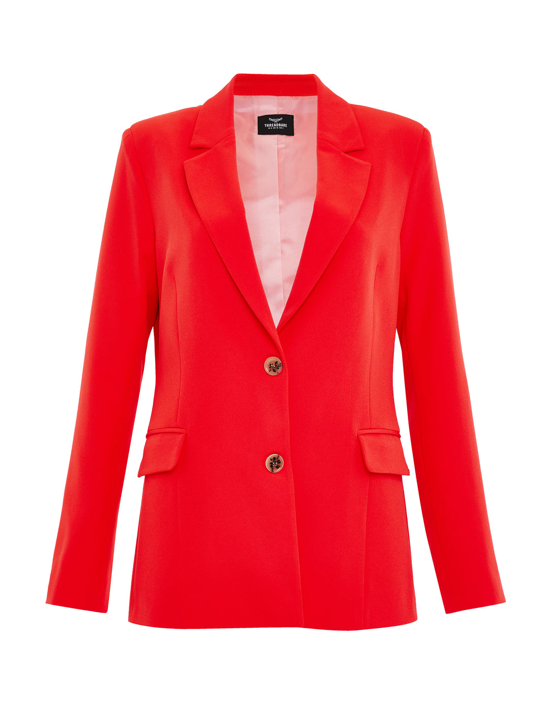 Red Single Breasted Relaxed Fit Blazer
